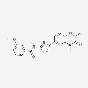 molecular formula C21H19N3O4S B3309704 N-(4-(2,4-dimethyl-3-oxo-3,4-dihydro-2H-benzo[b][1,4]oxazin-6-yl)thiazol-2-yl)-3-methoxybenzamide CAS No. 942665-27-2
