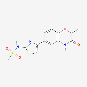 molecular formula C13H13N3O4S2 B3309707 N-(4-(2-methyl-3-oxo-3,4-dihydro-2H-benzo[b][1,4]oxazin-6-yl)thiazol-2-yl)methanesulfonamide CAS No. 942752-22-9