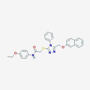 molecular formula C29H26N4O3S B330971 N-(4-ethoxyphenyl)-2-({5-[(2-naphthyloxy)methyl]-4-phenyl-4H-1,2,4-triazol-3-yl}sulfanyl)acetamide 