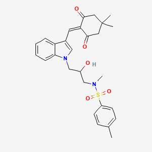 N-(3-(3-((4,4-dimethyl-2,6-dioxocyclohexylidene)methyl)-1H-indol-1-yl)-2-hydroxypropyl)-N,4-dimethylbenzenesulfonamide
