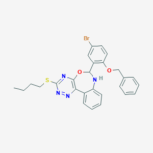 molecular formula C27H25BrN4O2S B330975 6-[2-(Benzyloxy)-5-bromophenyl]-3-(butylsulfanyl)-6,7-dihydro[1,2,4]triazino[5,6-d][3,1]benzoxazepine 