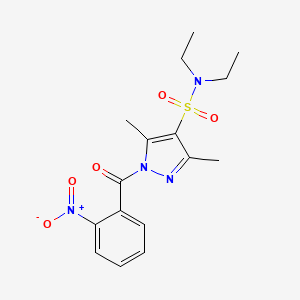 molecular formula C16H20N4O5S B3309758 4-[(Diethylamino)sulfonyl]-3,5-dimethylpyrazolyl 2-nitrophenyl ketone CAS No. 943102-33-8