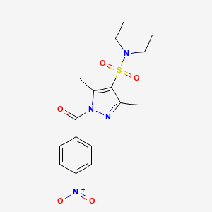 molecular formula C16H20N4O5S B3309763 4-[(Diethylamino)sulfonyl]-3,5-dimethylpyrazolyl 4-nitrophenyl ketone CAS No. 943102-49-6
