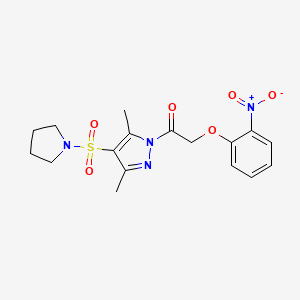 molecular formula C17H20N4O6S B3309766 3,5-dimethyl-1-[(2-nitrophenoxy)acetyl]-4-(pyrrolidin-1-ylsulfonyl)-1H-pyrazole CAS No. 943102-81-6