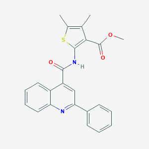 molecular formula C24H20N2O3S B330978 Methyl 4,5-dimethyl-2-{[(2-phenyl-4-quinolinyl)carbonyl]amino}-3-thiophenecarboxylate 