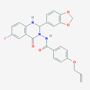 molecular formula C25H20IN3O5 B330981 4-(allyloxy)-N-(2-(1,3-benzodioxol-5-yl)-6-iodo-4-oxo-1,4-dihydro-3(2H)-quinazolinyl)benzamide 