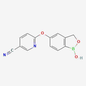 molecular formula C13H9BN2O3 B3309814 6-(1-Hydroxy-1,3-dihydro-benzo[c][1,2]oxaborol-5-yloxy)-nicotinonitrile CAS No. 943311-33-9
