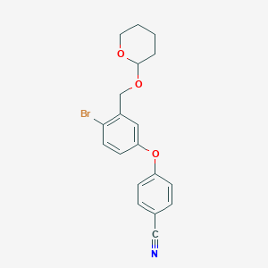 molecular formula C19H18BrNO3 B3309819 4-(4-Bromo-3-((tetrahydro-2H-pyran-2-yloxy)methyl)phenoxy)benzonitrile CAS No. 943311-78-2