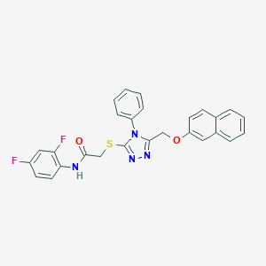 molecular formula C27H20F2N4O2S B330982 N-(2,4-difluorophenyl)-2-({5-[(2-naphthyloxy)methyl]-4-phenyl-4H-1,2,4-triazol-3-yl}sulfanyl)acetamide 