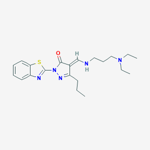 molecular formula C21H29N5OS B330990 (4E)-2-(1,3-benzothiazol-2-yl)-4-[[3-(diethylamino)propylamino]methylidene]-5-propylpyrazol-3-one 