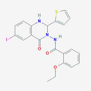 molecular formula C21H18IN3O3S B330991 2-ethoxy-N-(6-iodo-4-oxo-2-(2-thienyl)-1,4-dihydro-3(2H)-quinazolinyl)benzamide 