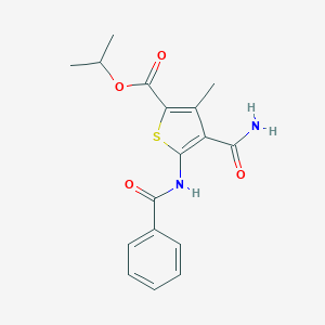 molecular formula C17H18N2O4S B330992 Isopropyl 4-(aminocarbonyl)-5-(benzoylamino)-3-methyl-2-thiophenecarboxylate 