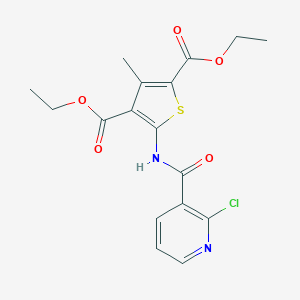 molecular formula C17H17ClN2O5S B331002 Diethyl 5-{[(2-chloro-3-pyridinyl)carbonyl]amino}-3-methyl-2,4-thiophenedicarboxylate 