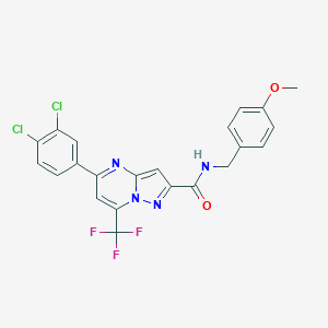 molecular formula C22H15Cl2F3N4O2 B331008 5-(3,4-dichlorophenyl)-N-(4-methoxybenzyl)-7-(trifluoromethyl)pyrazolo[1,5-a]pyrimidine-2-carboxamide 