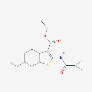 molecular formula C17H23NO3S B331012 Ethyl 2-[(cyclopropylcarbonyl)amino]-6-ethyl-4,5,6,7-tetrahydro-1-benzothiophene-3-carboxylate 