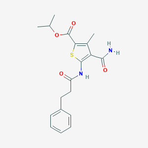 Propan-2-yl 4-carbamoyl-3-methyl-5-[(3-phenylpropanoyl)amino]thiophene-2-carboxylate