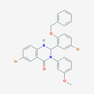 molecular formula C28H22Br2N2O3 B331024 2-[2-(benzyloxy)-5-bromophenyl]-6-bromo-3-(3-methoxyphenyl)-2,3-dihydro-4(1H)-quinazolinone 