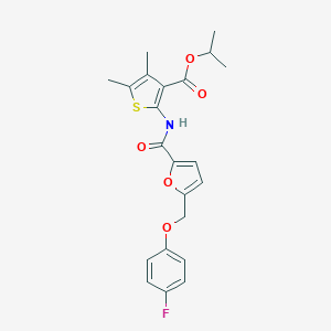 molecular formula C22H22FNO5S B331025 Isopropyl 2-({5-[(4-fluorophenoxy)methyl]-2-furoyl}amino)-4,5-dimethyl-3-thiophenecarboxylate 