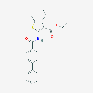 molecular formula C23H23NO3S B331026 Ethyl 2-[(biphenyl-4-ylcarbonyl)amino]-4-ethyl-5-methylthiophene-3-carboxylate 