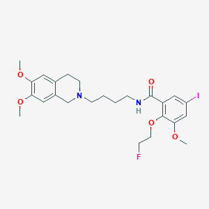 molecular formula C25H32FIN2O5 B3310276 Benzamide, N-[4-(3,4-dihydro-6,7-dimethoxy-2(1H)-isoquinolinyl)butyl]-2-(2-fluoroethoxy)-5-iodo-3-methoxy- CAS No. 945992-38-1