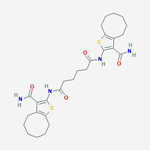 molecular formula C28H38N4O4S2 B331029 N,N'-bis(3-carbamoyl-4,5,6,7,8,9-hexahydrocycloocta[b]thiophen-2-yl)hexanediamide 