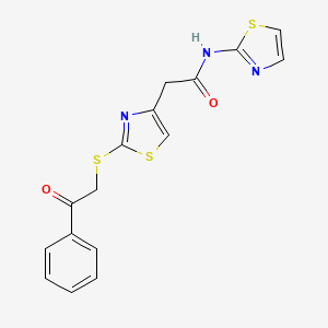 2-(2-((2-oxo-2-phenylethyl)thio)thiazol-4-yl)-N-(thiazol-2-yl)acetamide
