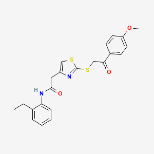 molecular formula C22H22N2O3S2 B3310327 N-(2-ethylphenyl)-2-(2-((2-(4-methoxyphenyl)-2-oxoethyl)thio)thiazol-4-yl)acetamide CAS No. 946200-07-3