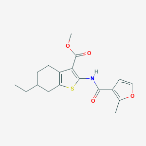 molecular formula C18H21NO4S B331034 Methyl 6-ethyl-2-[(2-methyl-3-furoyl)amino]-4,5,6,7-tetrahydro-1-benzothiophene-3-carboxylate 
