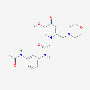 molecular formula C21H26N4O5 B3310343 N-(3-acetamidophenyl)-2-(5-methoxy-2-(morpholinomethyl)-4-oxopyridin-1(4H)-yl)acetamide CAS No. 946201-66-7
