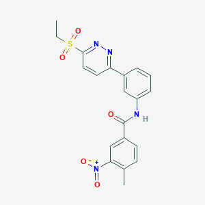 molecular formula C20H18N4O5S B3310349 N-(3-(6-(ethylsulfonyl)pyridazin-3-yl)phenyl)-4-methyl-3-nitrobenzamide CAS No. 946202-16-0