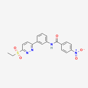 molecular formula C19H16N4O5S B3310357 N-(3-(6-(ethylsulfonyl)pyridazin-3-yl)phenyl)-4-nitrobenzamide CAS No. 946202-26-2