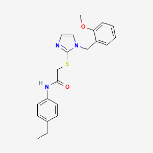 molecular formula C21H23N3O2S B3310369 N-(4-ethylphenyl)-2-((1-(2-methoxybenzyl)-1H-imidazol-2-yl)thio)acetamide CAS No. 946202-98-8