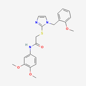 molecular formula C21H23N3O4S B3310377 N-(3,4-dimethoxyphenyl)-2-((1-(2-methoxybenzyl)-1H-imidazol-2-yl)thio)acetamide CAS No. 946203-02-7