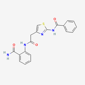 molecular formula C19H16N4O3S B3310399 2-({[2-(Benzoylamino)-1,3-thiazol-4-yl]acetyl}amino)benzamide CAS No. 946203-69-6