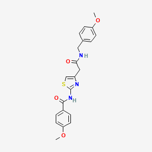 molecular formula C21H21N3O4S B3310400 4-methoxy-N-(4-(2-((4-methoxybenzyl)amino)-2-oxoethyl)thiazol-2-yl)benzamide CAS No. 946203-81-2