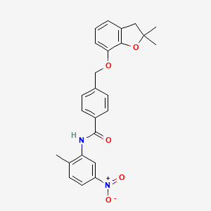 molecular formula C25H24N2O5 B3310456 4-{[(2,2-dimethyl-2,3-dihydro-1-benzofuran-7-yl)oxy]methyl}-N-(2-methyl-5-nitrophenyl)benzamide CAS No. 946205-57-8