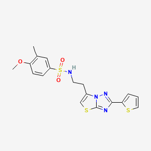molecular formula C18H18N4O3S3 B3310466 4-methoxy-3-methyl-N-(2-(2-(thiophen-2-yl)thiazolo[3,2-b][1,2,4]triazol-6-yl)ethyl)benzenesulfonamide CAS No. 946206-04-8