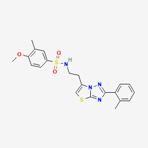 molecular formula C21H22N4O3S2 B3310476 4-methoxy-3-methyl-N-(2-(2-(o-tolyl)thiazolo[3,2-b][1,2,4]triazol-6-yl)ethyl)benzenesulfonamide CAS No. 946206-28-6
