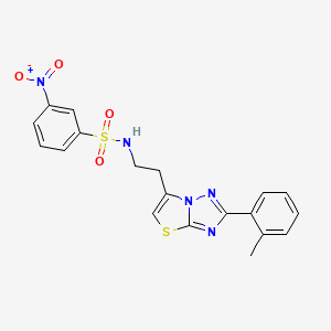 molecular formula C19H17N5O4S2 B3310477 3-nitro-N-(2-(2-(o-tolyl)thiazolo[3,2-b][1,2,4]triazol-6-yl)ethyl)benzenesulfonamide CAS No. 946206-37-7
