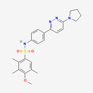 molecular formula C24H28N4O3S B3310485 4-methoxy-2,3,5-trimethyl-N-[4-(6-pyrrolidin-1-ylpyridazin-3-yl)phenyl]benzenesulfonamide CAS No. 946207-11-0