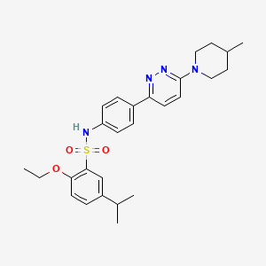 molecular formula C27H34N4O3S B3310495 2-ethoxy-5-isopropyl-N-(4-(6-(4-methylpiperidin-1-yl)pyridazin-3-yl)phenyl)benzenesulfonamide CAS No. 946207-23-4