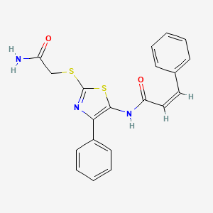 molecular formula C20H17N3O2S2 B3310567 (Z)-N-(2-((2-amino-2-oxoethyl)thio)-4-phenylthiazol-5-yl)-3-phenylacrylamide CAS No. 946210-92-0