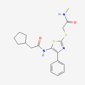 molecular formula C19H23N3O2S2 B3310585 2-cyclopentyl-N-(2-((2-(methylamino)-2-oxoethyl)thio)-4-phenylthiazol-5-yl)acetamide CAS No. 946211-24-1