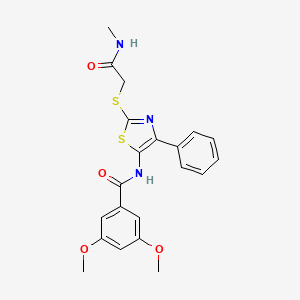 B3310593 3,5-dimethoxy-N-(2-((2-(methylamino)-2-oxoethyl)thio)-4-phenylthiazol-5-yl)benzamide CAS No. 946211-32-1