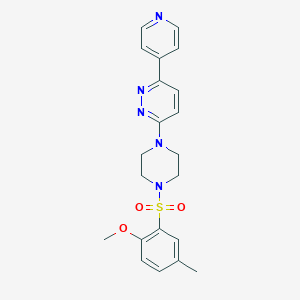 molecular formula C21H23N5O3S B3310666 3-(4-((2-Methoxy-5-methylphenyl)sulfonyl)piperazin-1-yl)-6-(pyridin-4-yl)pyridazine CAS No. 946213-50-9