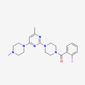 molecular formula C21H27IN6O B3310671 2-[4-(2-Iodobenzoyl)piperazin-1-yl]-4-methyl-6-(4-methylpiperazin-1-yl)pyrimidine CAS No. 946214-25-1