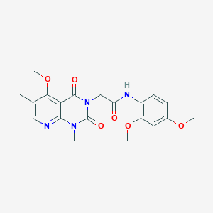 molecular formula C20H22N4O6 B3310689 N-(2,4-dimethoxyphenyl)-2-(5-methoxy-1,6-dimethyl-2,4-dioxo-1,2-dihydropyrido[2,3-d]pyrimidin-3(4H)-yl)acetamide CAS No. 946220-39-9