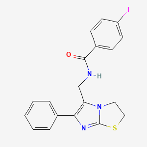 molecular formula C19H16IN3OS B3310727 4-iodo-N-((6-phenyl-2,3-dihydroimidazo[2,1-b]thiazol-5-yl)methyl)benzamide CAS No. 946223-45-6