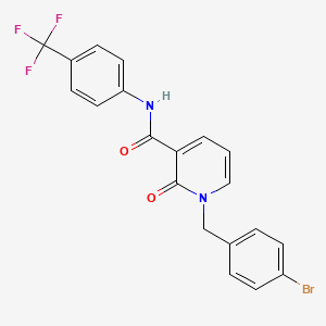 molecular formula C20H14BrF3N2O2 B3310733 1-(4-bromobenzyl)-2-oxo-N-(4-(trifluoromethyl)phenyl)-1,2-dihydropyridine-3-carboxamide CAS No. 946223-47-8