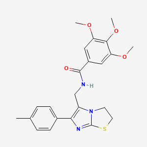 molecular formula C23H25N3O4S B3310734 3,4,5-trimethoxy-N-((6-(p-tolyl)-2,3-dihydroimidazo[2,1-b]thiazol-5-yl)methyl)benzamide CAS No. 946223-49-0